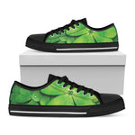 Shamrock Clover St. Patrick's Day Print Black Low Top Shoes