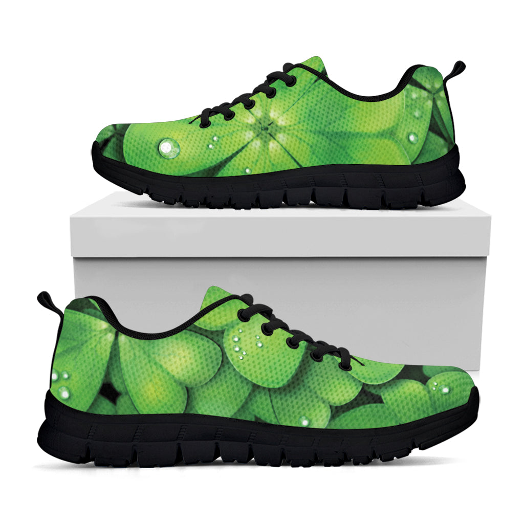 Shamrock Clover St. Patrick's Day Print Black Sneakers
