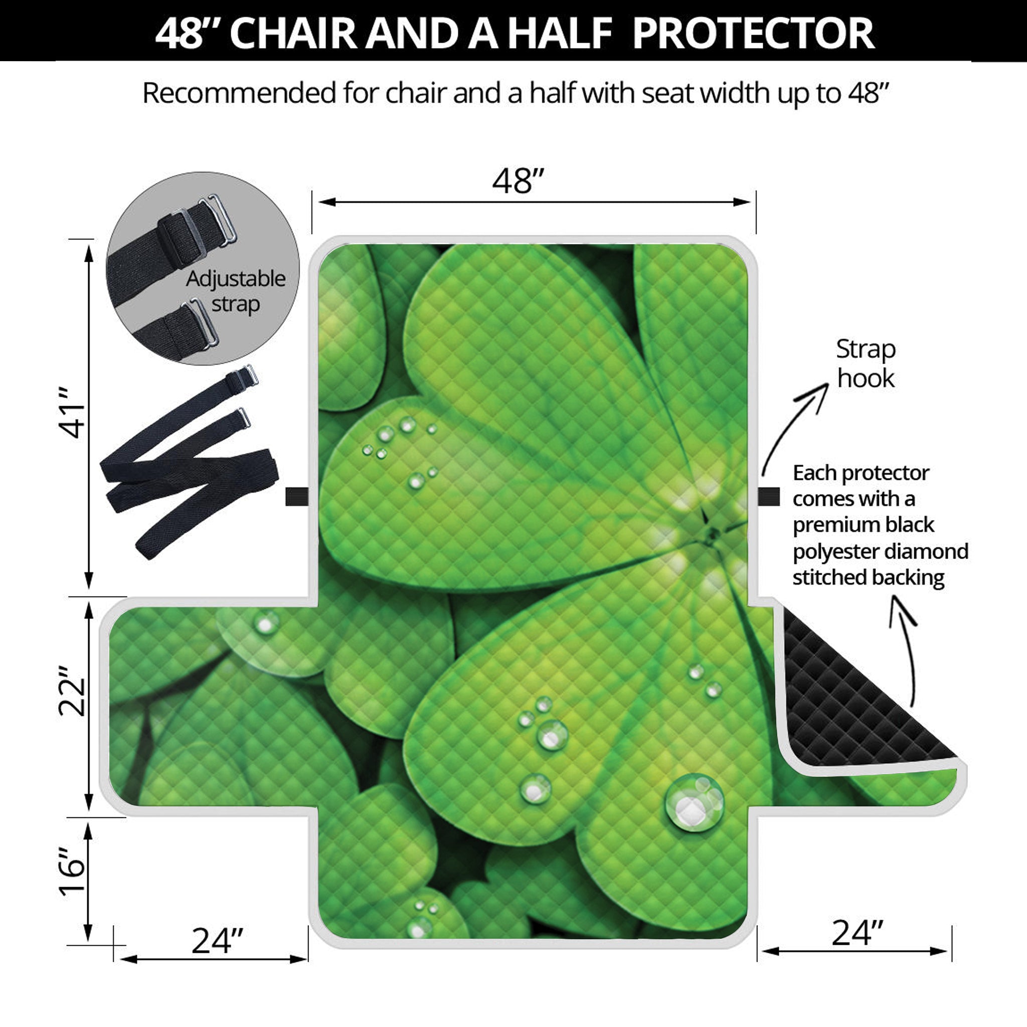 Shamrock Clover St. Patrick's Day Print Half Sofa Protector