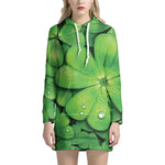 Shamrock Clover St. Patrick's Day Print Hoodie Dress