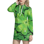 Shamrock Clover St. Patrick's Day Print Hoodie Dress