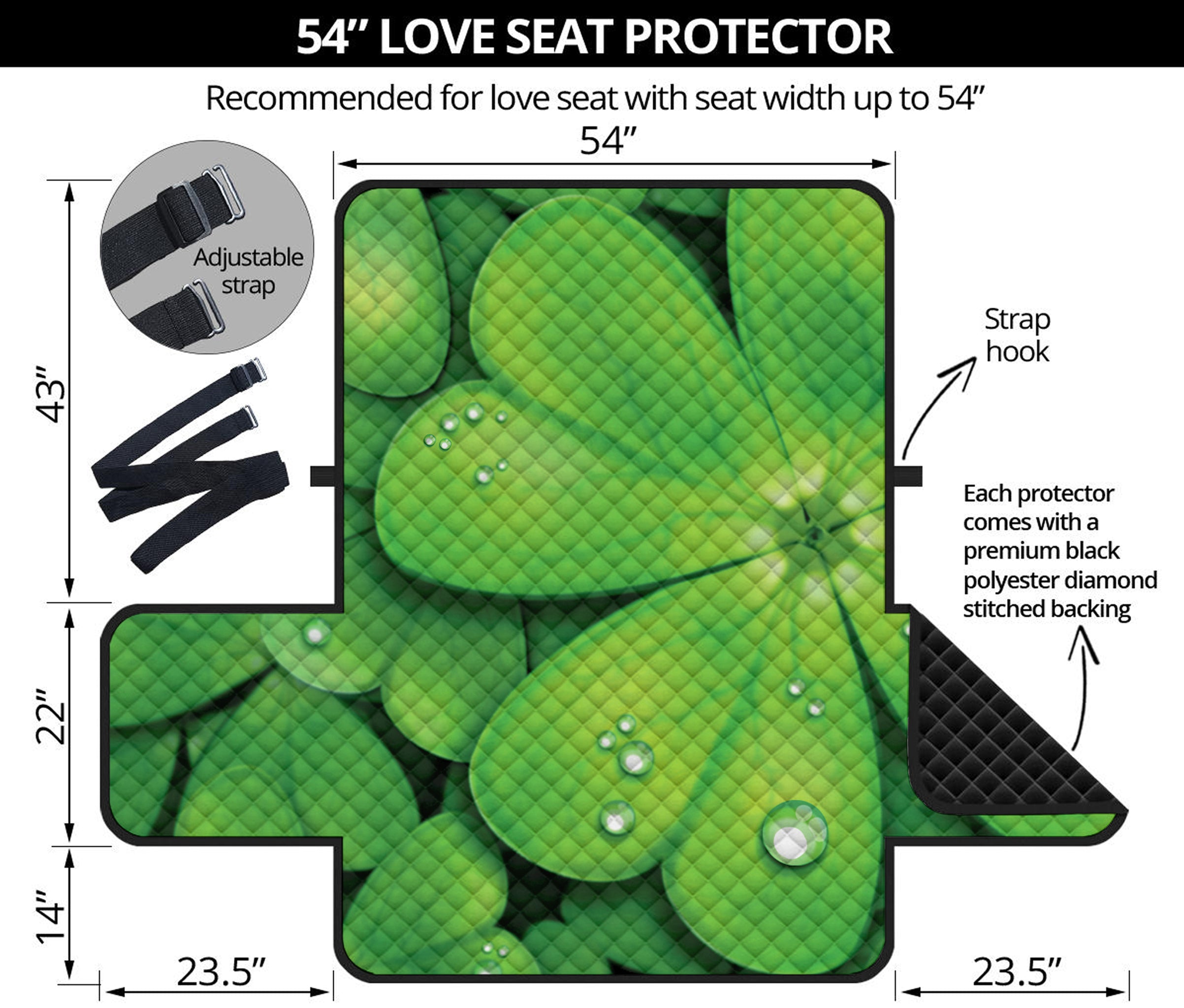 Shamrock Clover St. Patrick's Day Print Loveseat Protector