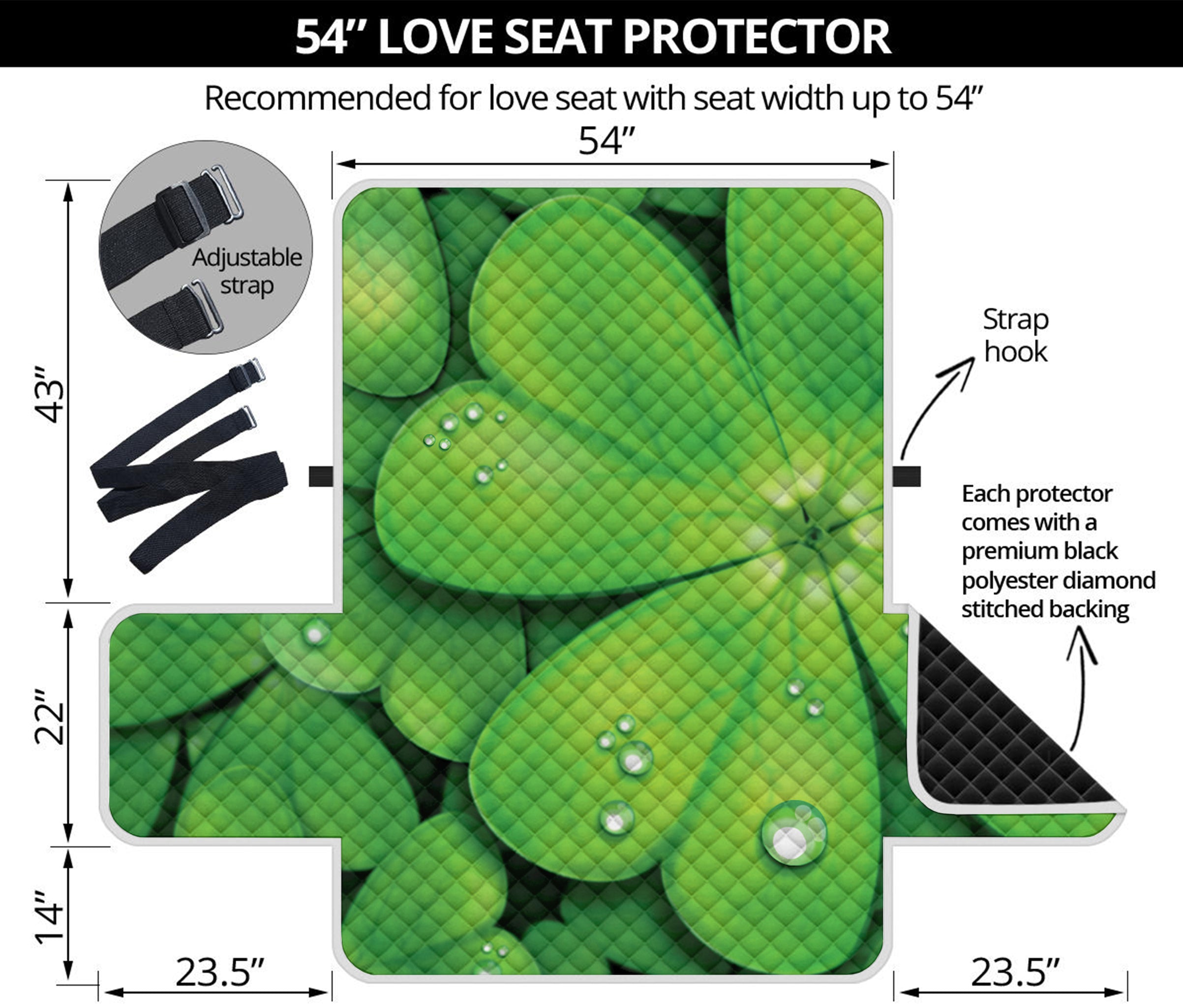 Shamrock Clover St. Patrick's Day Print Loveseat Protector