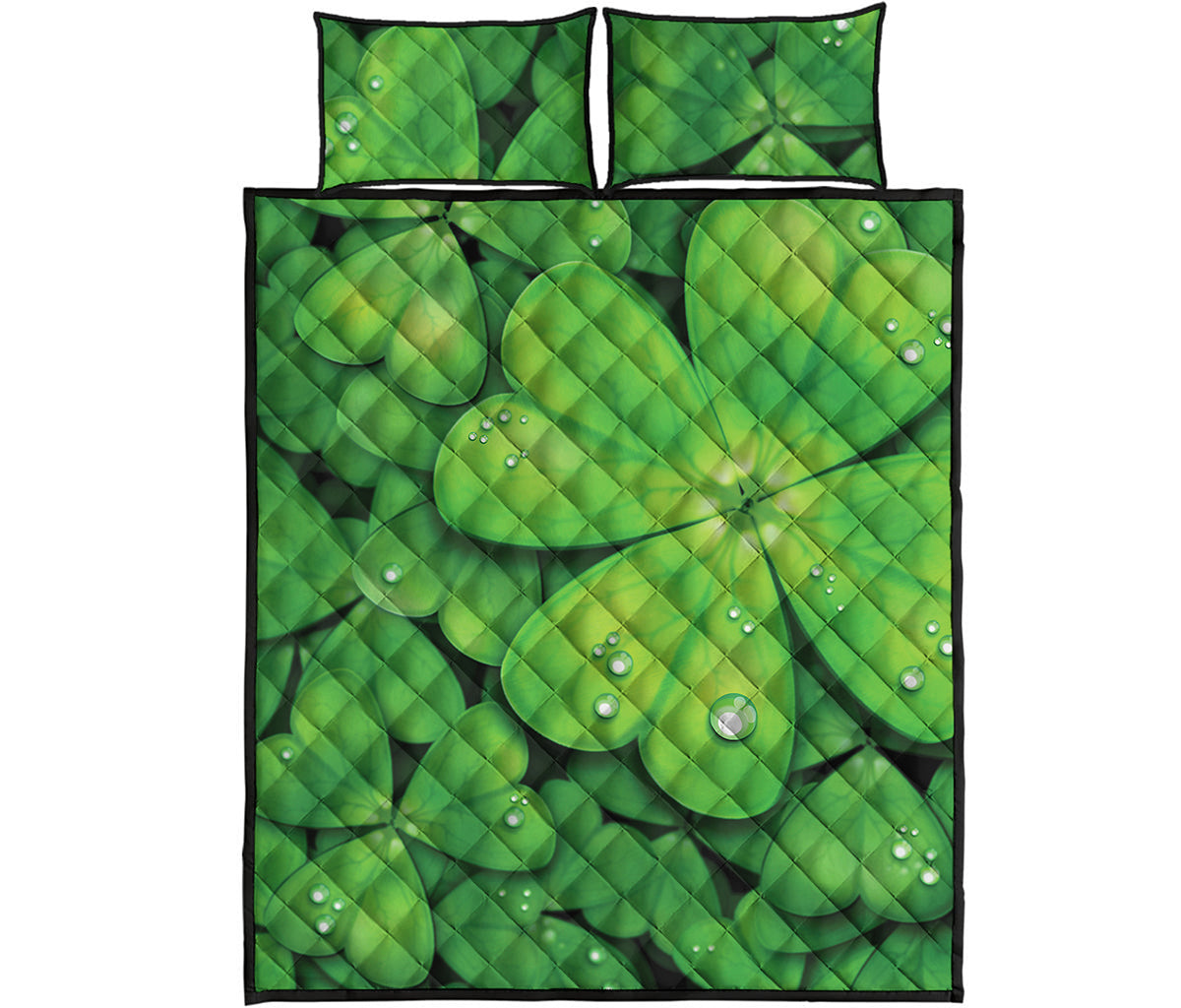Shamrock Clover St. Patrick's Day Print Quilt Bed Set