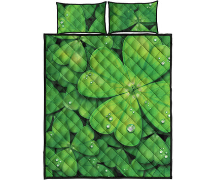 Shamrock Clover St. Patrick's Day Print Quilt Bed Set