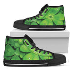 Shamrock Clover St. Patrick's Day Print Black High Top Shoes