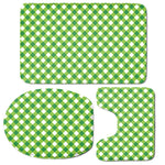 Shamrock Green And White Gingham Print 3 Piece Bath Mat Set