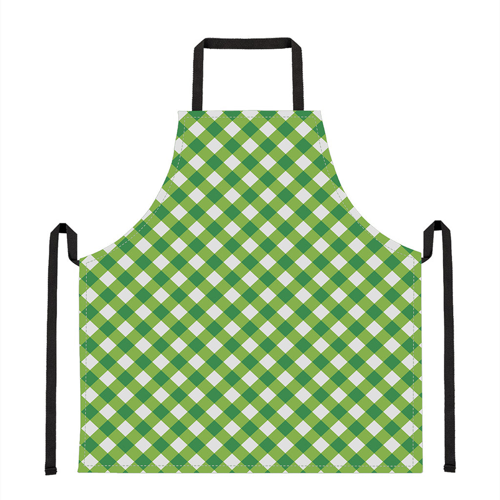 Shamrock Green And White Gingham Print Apron