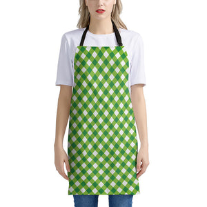 Shamrock Green And White Gingham Print Apron