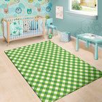 Shamrock Green And White Gingham Print Area Rug