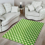 Shamrock Green And White Gingham Print Area Rug