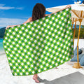 Shamrock Green And White Gingham Print Beach Sarong Wrap