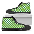 Shamrock Green And White Gingham Print Black High Top Sneakers