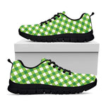 Shamrock Green And White Gingham Print Black Sneakers