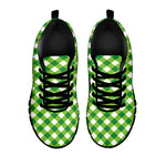 Shamrock Green And White Gingham Print Black Sneakers