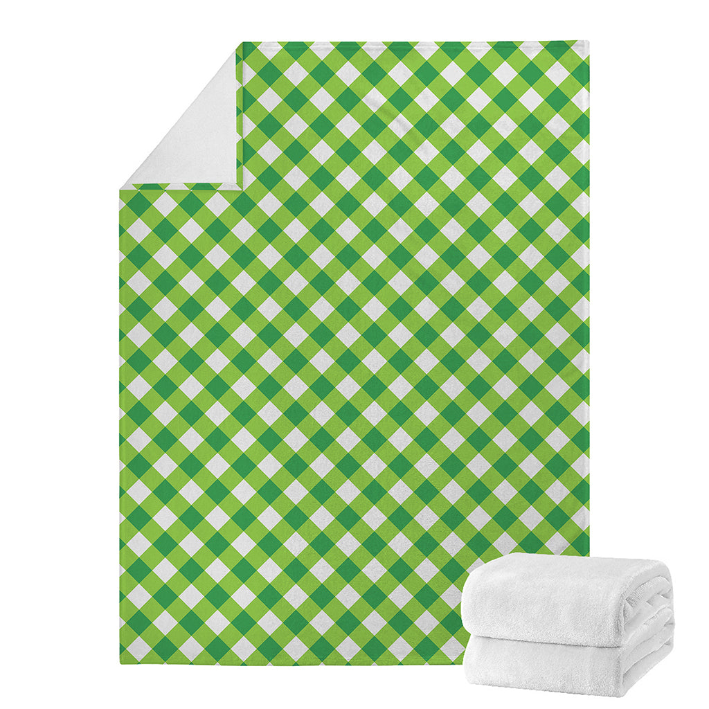 Shamrock Green And White Gingham Print Blanket