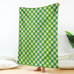 Shamrock Green And White Gingham Print Blanket