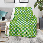 Shamrock Green And White Gingham Print Blanket