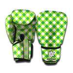 Shamrock Green And White Gingham Print Boxing Gloves