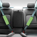 Shamrock Green And White Gingham Print Car Seat Belt Covers