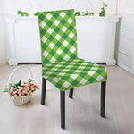 Shamrock Green And White Gingham Print Dining Chair Slipcover
