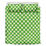 Shamrock Green And White Gingham Print Duvet Cover Bedding Set
