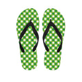Shamrock Green And White Gingham Print Flip Flops