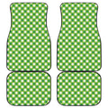 Shamrock Green And White Gingham Print Front and Back Car Floor Mats