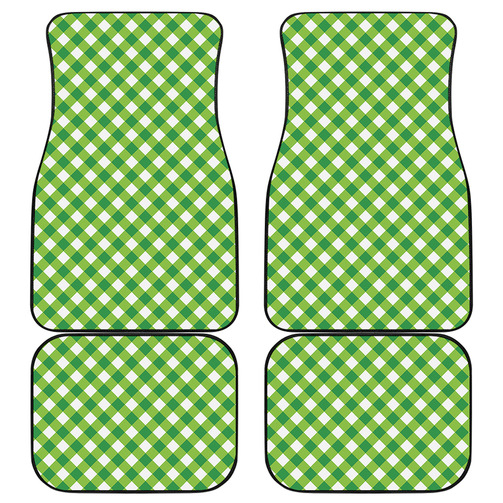Shamrock Green And White Gingham Print Front and Back Car Floor Mats