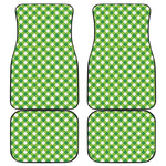 Shamrock Green And White Gingham Print Front and Back Car Floor Mats