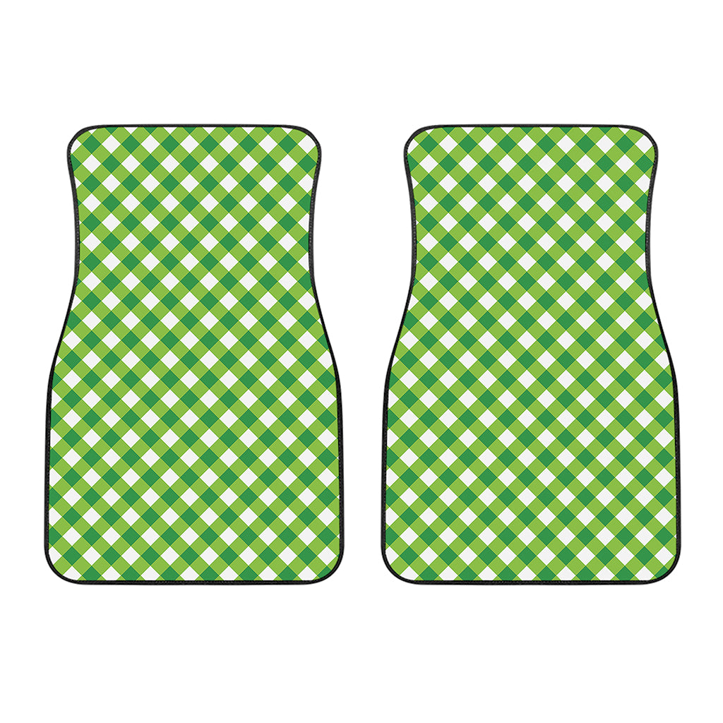 Shamrock Green And White Gingham Print Front Car Floor Mats