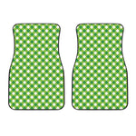 Shamrock Green And White Gingham Print Front Car Floor Mats