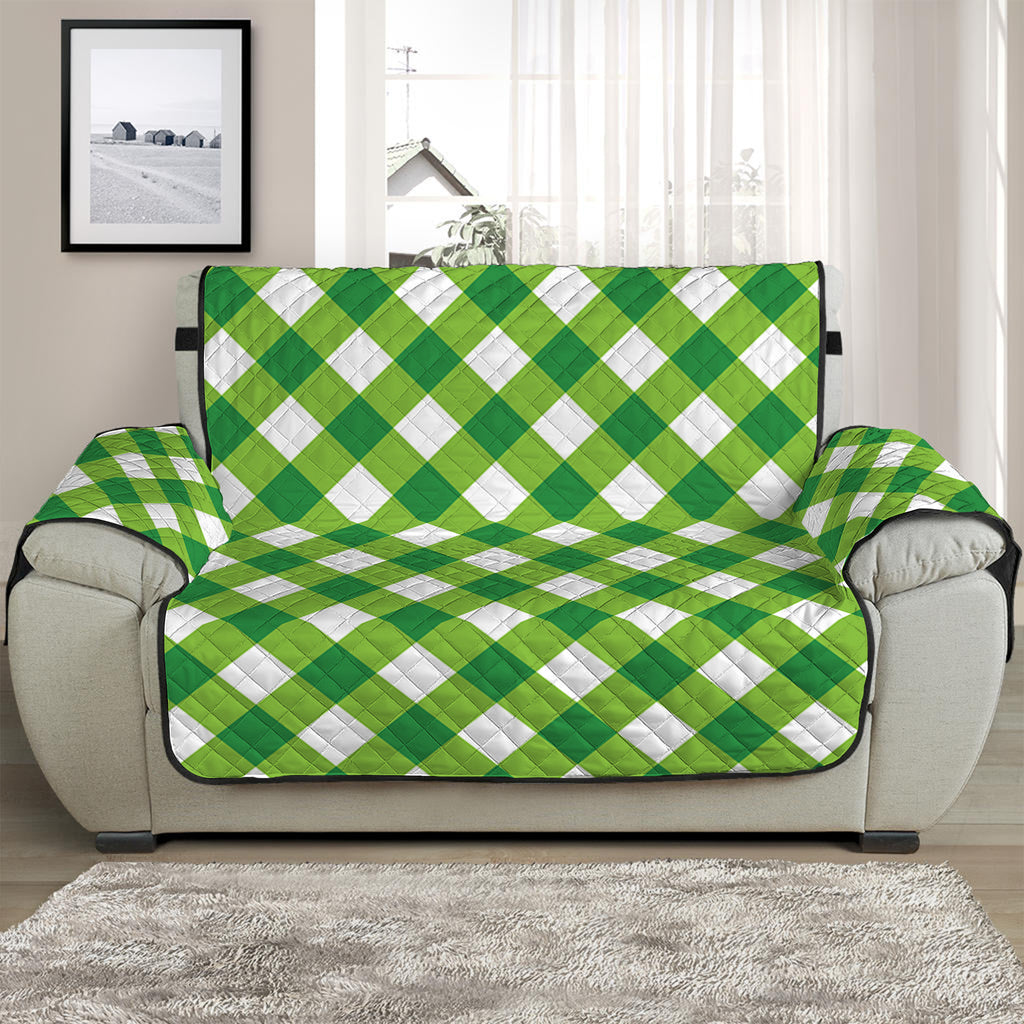 Shamrock Green And White Gingham Print Half Sofa Protector