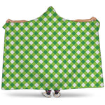 Shamrock Green And White Gingham Print Hooded Blanket