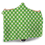 Shamrock Green And White Gingham Print Hooded Blanket