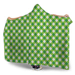 Shamrock Green And White Gingham Print Hooded Blanket