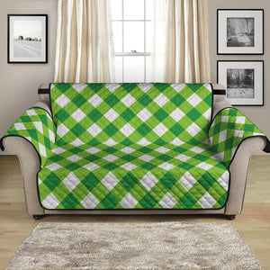 Shamrock Green And White Gingham Print Loveseat Protector