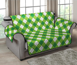 Shamrock Green And White Gingham Print Loveseat Protector