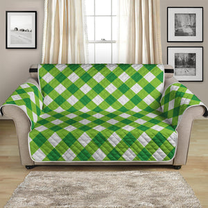 Shamrock Green And White Gingham Print Loveseat Protector