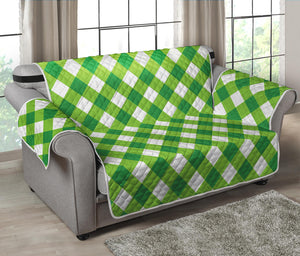 Shamrock Green And White Gingham Print Loveseat Protector