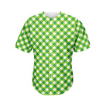 Shamrock Green And White Gingham Print Men's Baseball Jersey