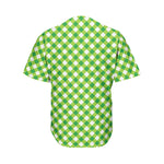 Shamrock Green And White Gingham Print Men's Baseball Jersey