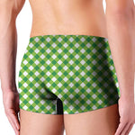 Shamrock Green And White Gingham Print Men's Boxer Briefs