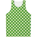 Shamrock Green And White Gingham Print Men's Tank Top