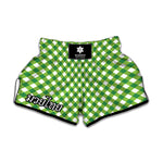 Shamrock Green And White Gingham Print Muay Thai Boxing Shorts