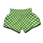 Shamrock Green And White Gingham Print Muay Thai Boxing Shorts