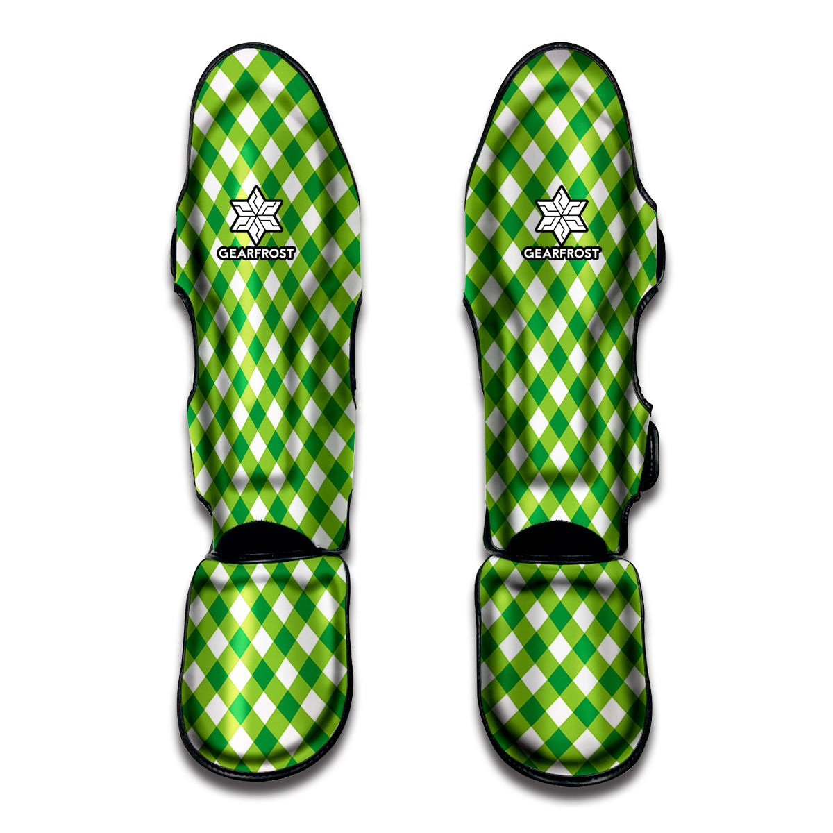 Shamrock Green And White Gingham Print Muay Thai Shin Guard