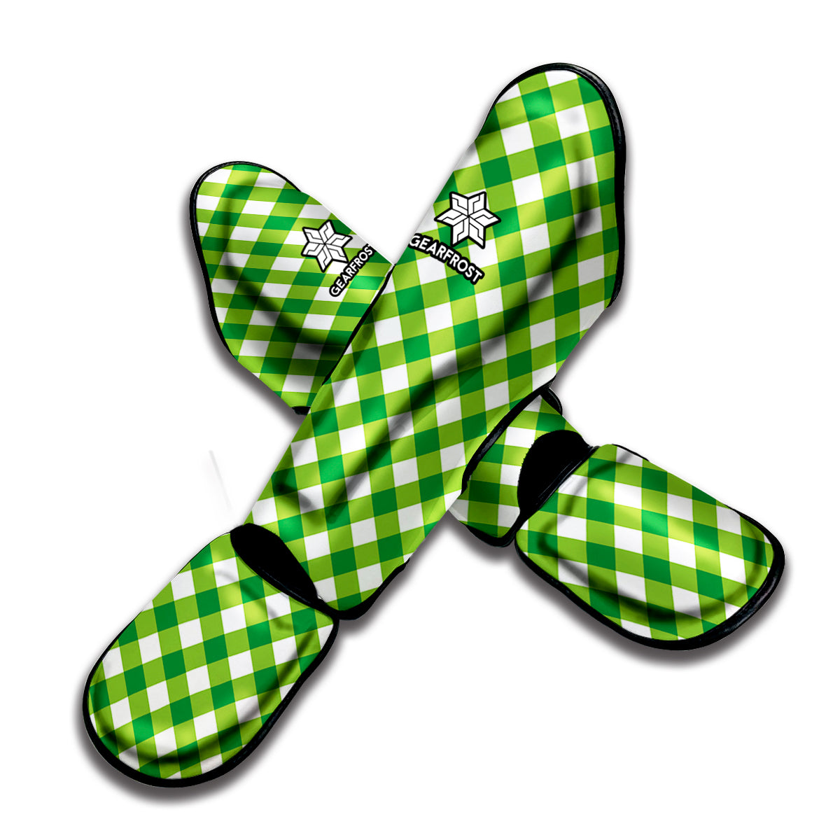 Shamrock Green And White Gingham Print Muay Thai Shin Guard