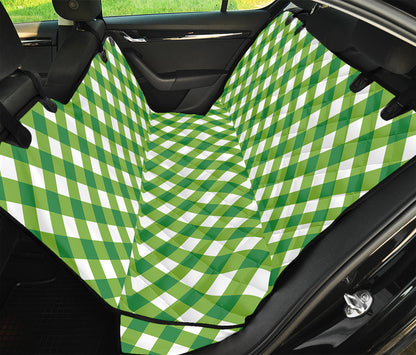 Shamrock Green And White Gingham Print Pet Car Back Seat Cover