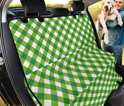 Shamrock Green And White Gingham Print Pet Car Back Seat Cover
